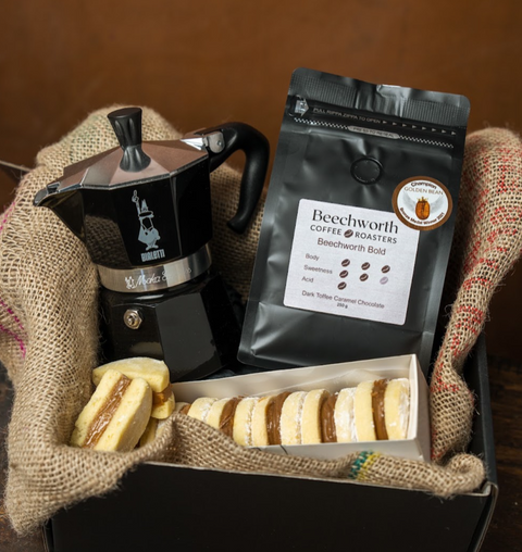 Gift Bundle | Stovetop Set (3 cup) | Bialetti + 250g Beechworth Coffee + Alfajores