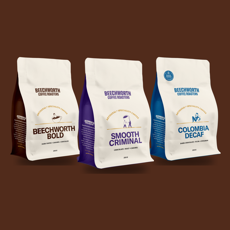 Day & Night Pack: Beechworth Bold, Smooth Criminal and Colombia Swiss Water Decaf 250g bags