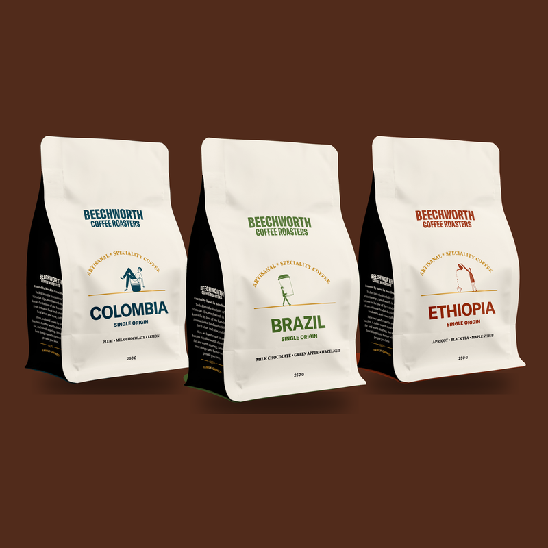 Single Origin Trio: Colombia, Brazil and Ethiopia 250g bags